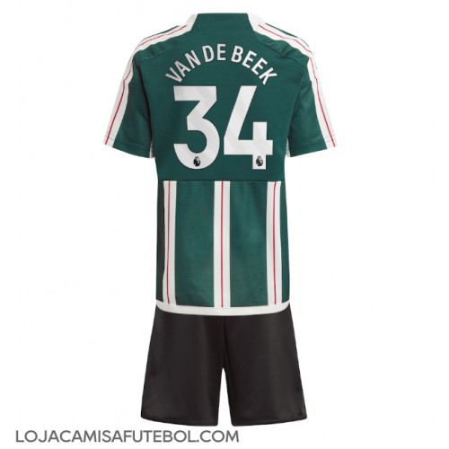 Camisa de Futebol Manchester United Donny van de Beek #34 Equipamento Secundário Infantil 2023-24 Manga Curta (+ Calças curtas)